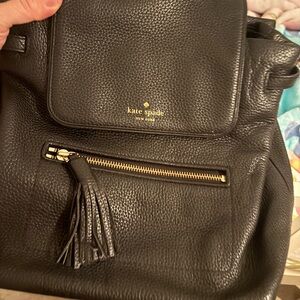 Kate Spade Black Pebbled Leather Backpack
